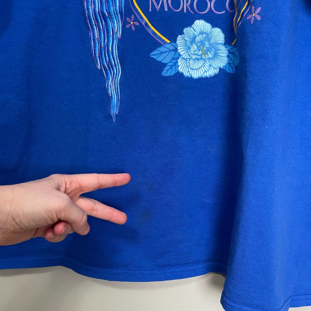 Gildan Casablanca Blue Parrot Morocco Short Sleeve Crew Neck Graphic Tee XXL - Picture 5 of 7
